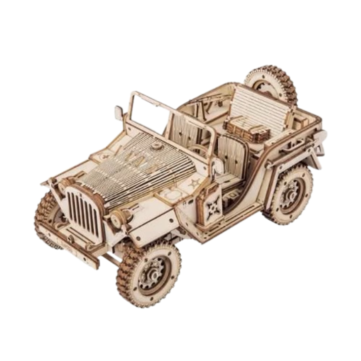 1:18 Scale 3D Wooden Military Army Jeep Puzzle Kit (369 Pcs)