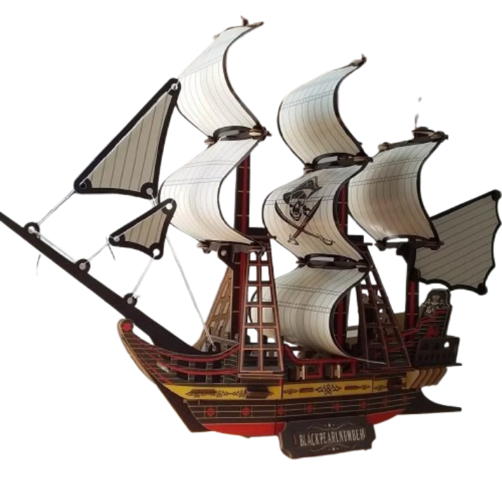 Black Pearl Pirate Ship – Wooden 3D Puzzle Craft Kit