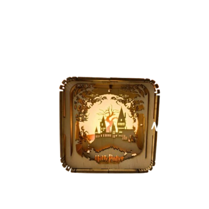 Harry Potter Hogwarts Castle 3D Wooden Shadow Box Night Light
