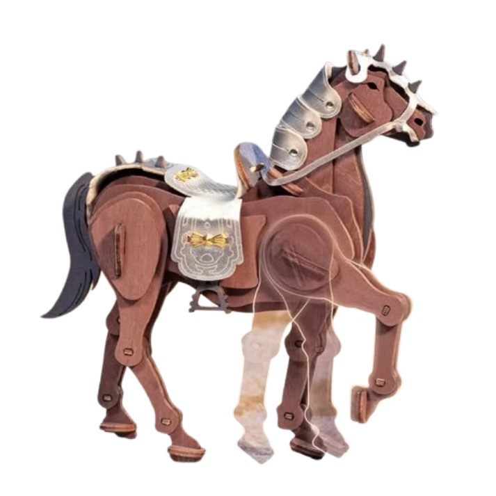 Armored War Horse 3D Wooden Puzzle Model Kit