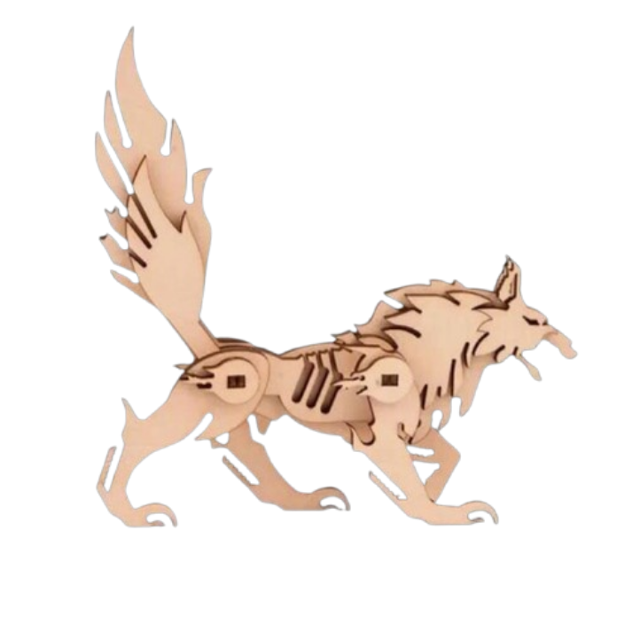 Wild Howling Wolf 3D Wooden Puzzle Model Kit